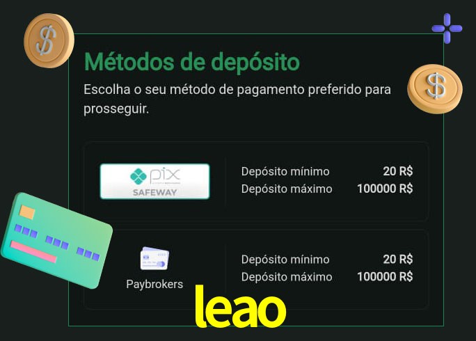 O cassino leao oferece uma grande variedade de métodos de pagamento